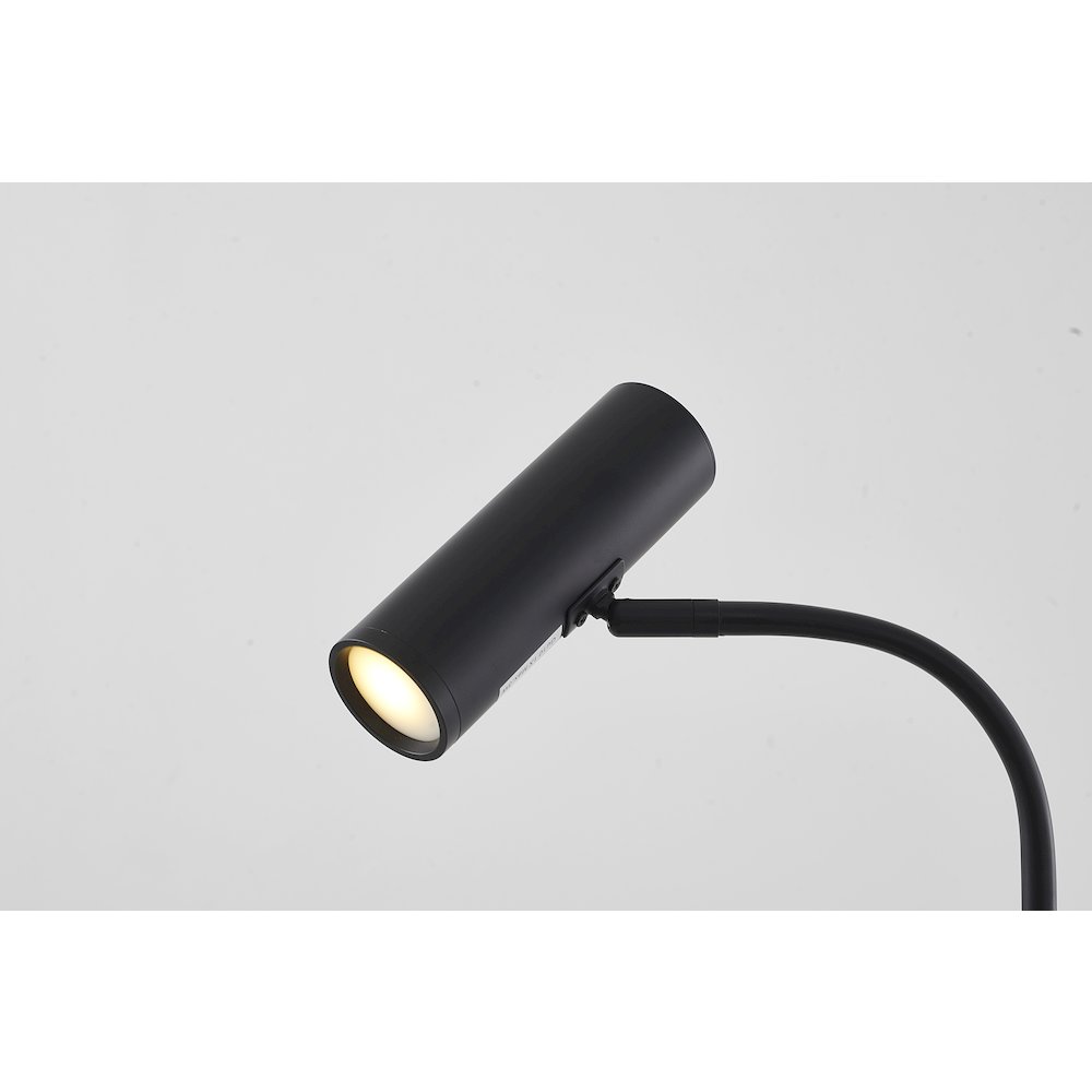 1-Light Matte Black Floor Lamp With A White Marble Base. Picture 4