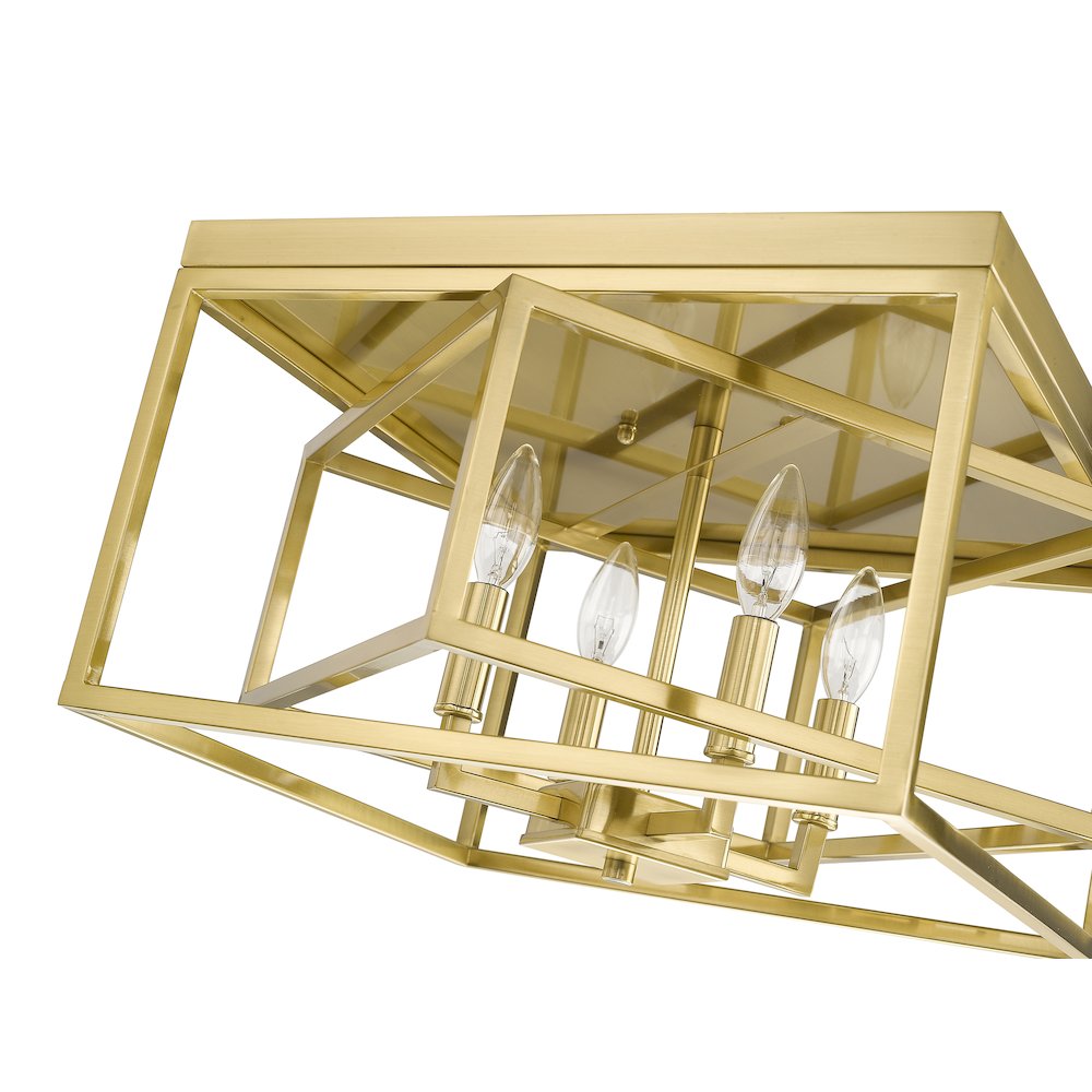 4-Light Gold Interlocked Box Flush Mount. Picture 4