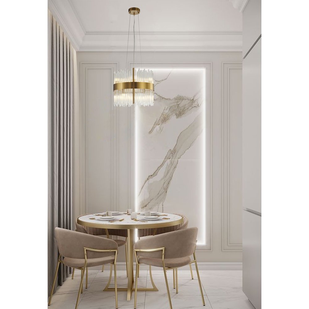 10-Light Gold Chandelier With Clear Glass Rods. Picture 7