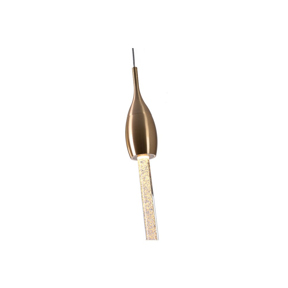 1-Light Gold Aluminum LED Pendant With A Dusted Clear Glass. Picture 5