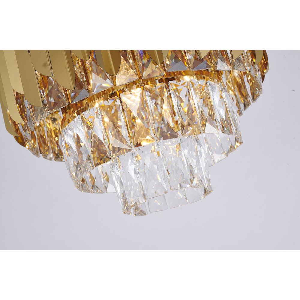 8-Light Gold Stainless Steel Chandelier With Clear Crystals. Picture 2