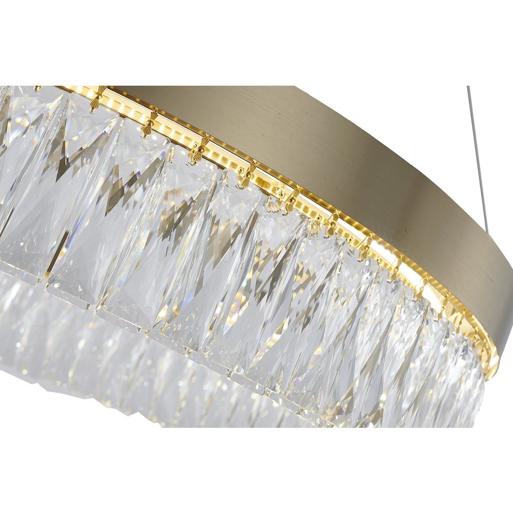 1-Light Gold LED Chandelier With Clear Crystal Accents. Picture 3