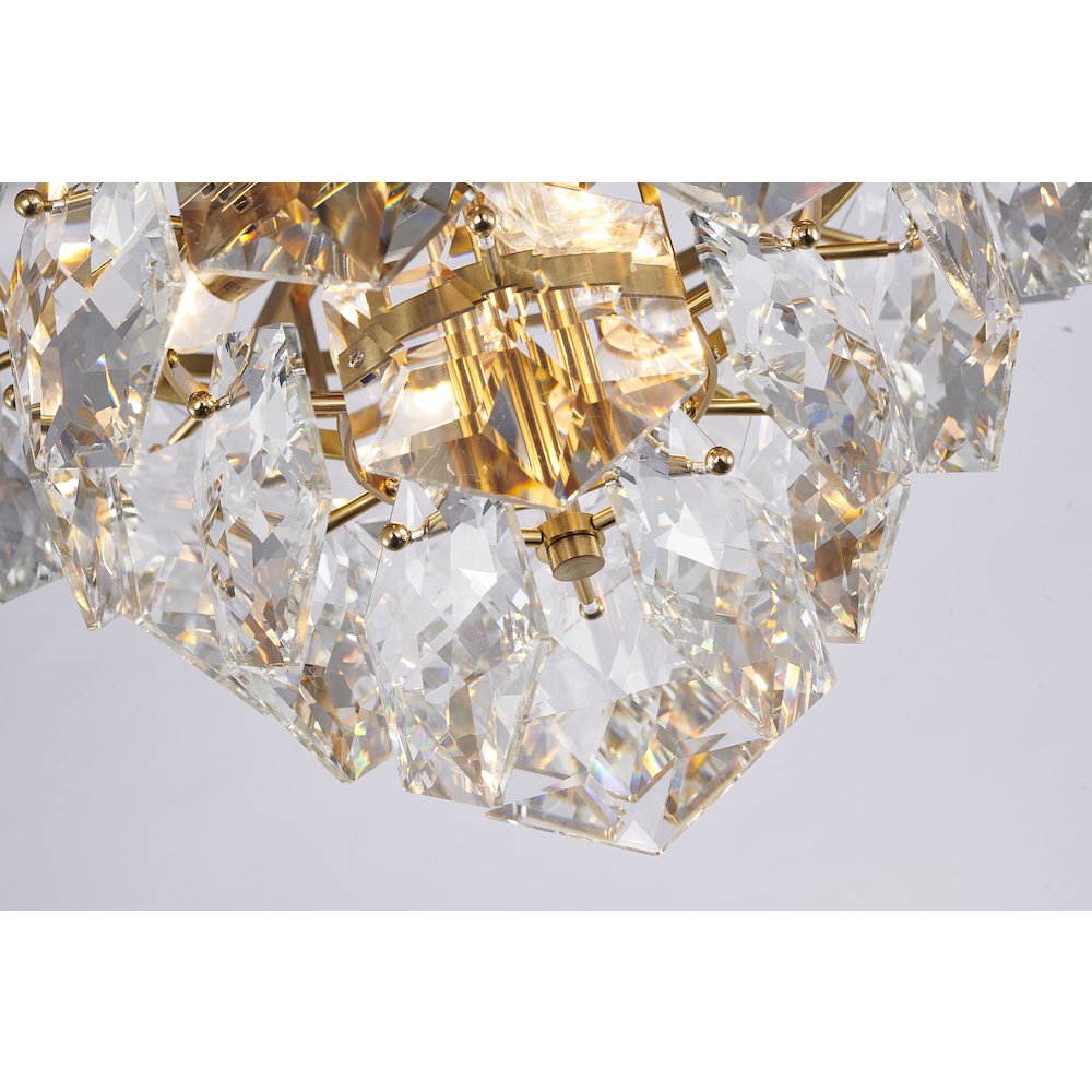 9-Light Gold Chandelier With Clear Crystals. Picture 4