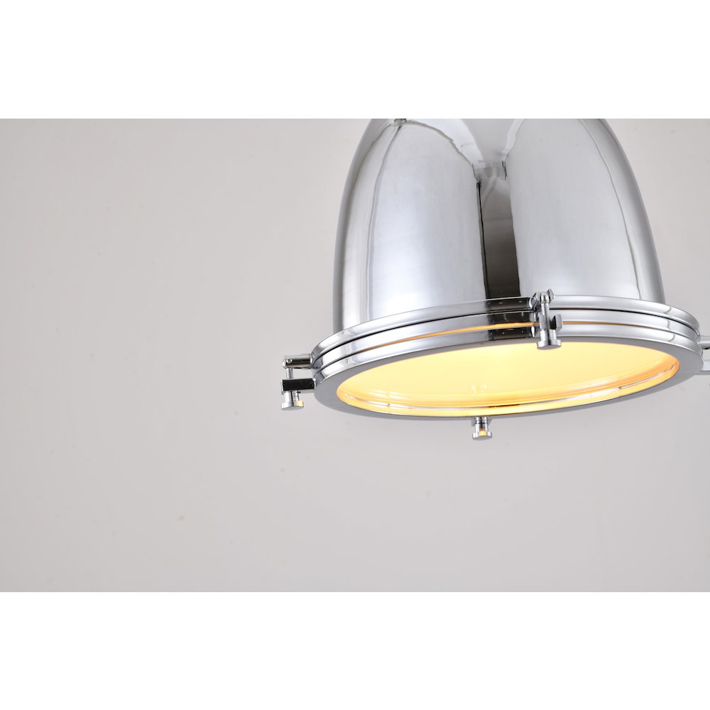 1-Light Chrome Iron Single Pendant With A Frosted Glass Shade. Picture 5