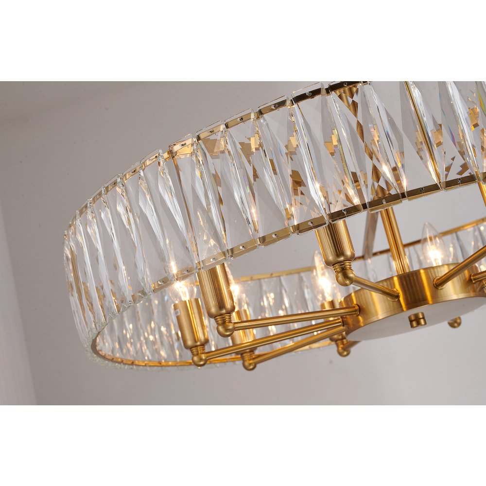 10-Light Gold Chandelier With Clear Crystals. Picture 3