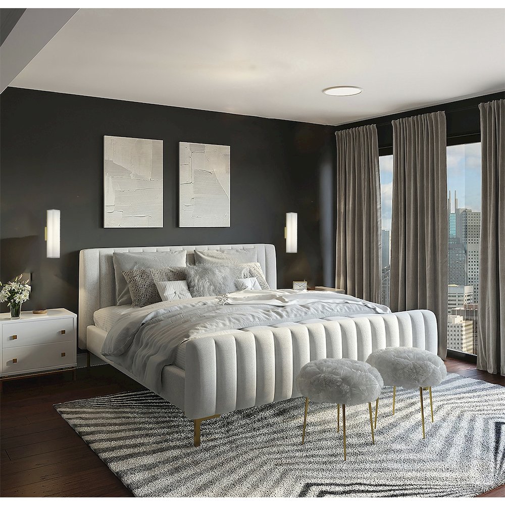 1-Light Matte Brass LED Wall Sconce With A Clear Frosted Glass Shade. Picture 9