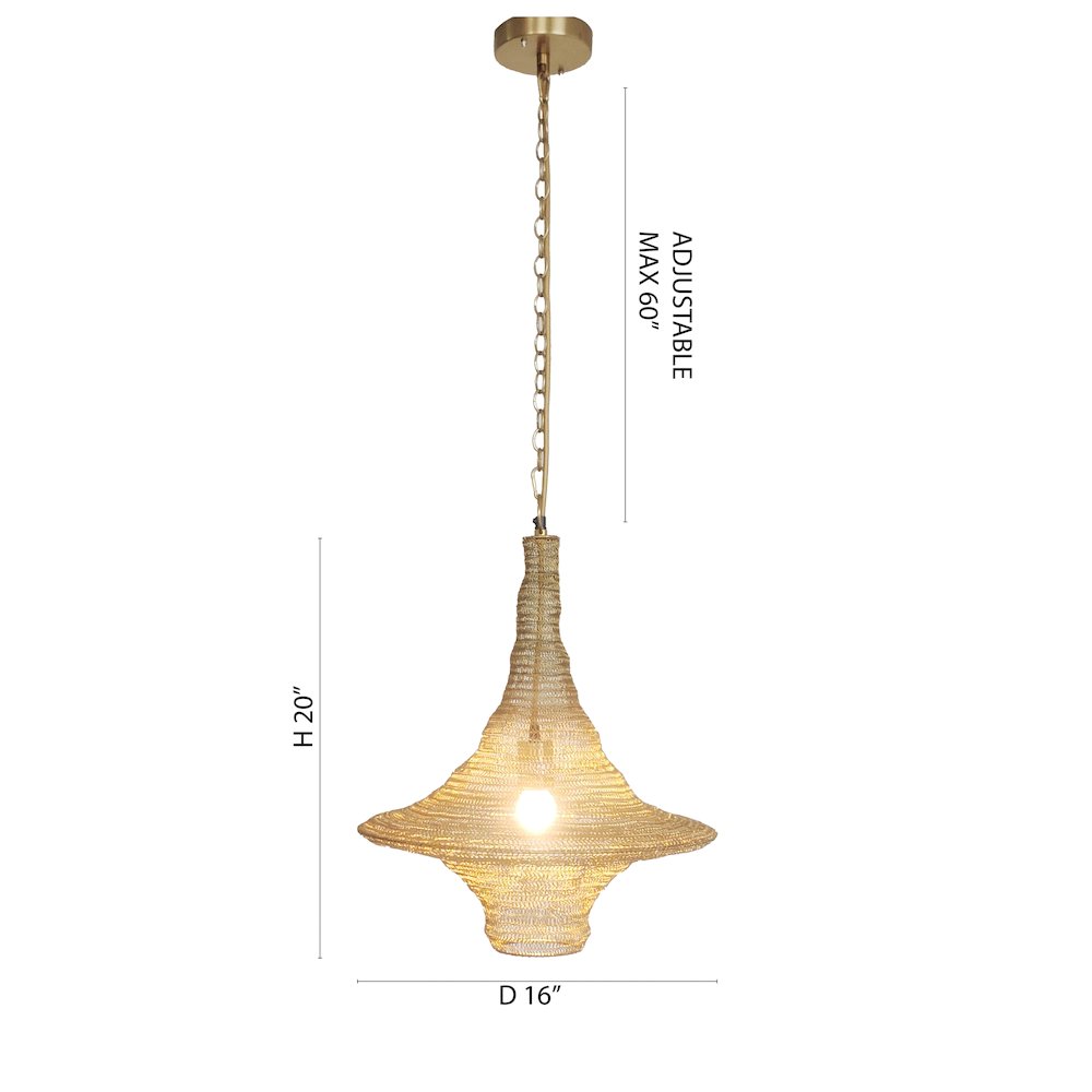 1-Light Gold Pendant With A Chain Basket Shade. Picture 6
