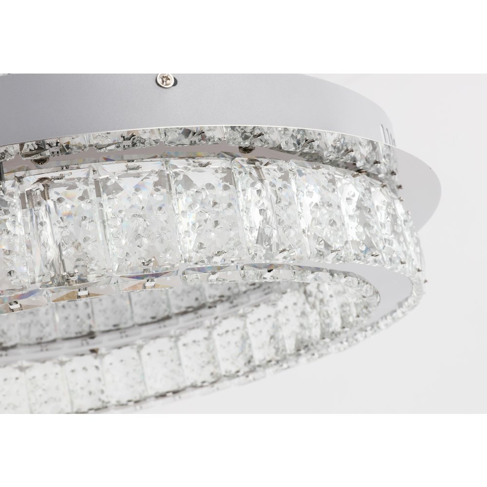 1-Light Chrome LED Flush Mount With Clear Crystal Accents. Picture 1