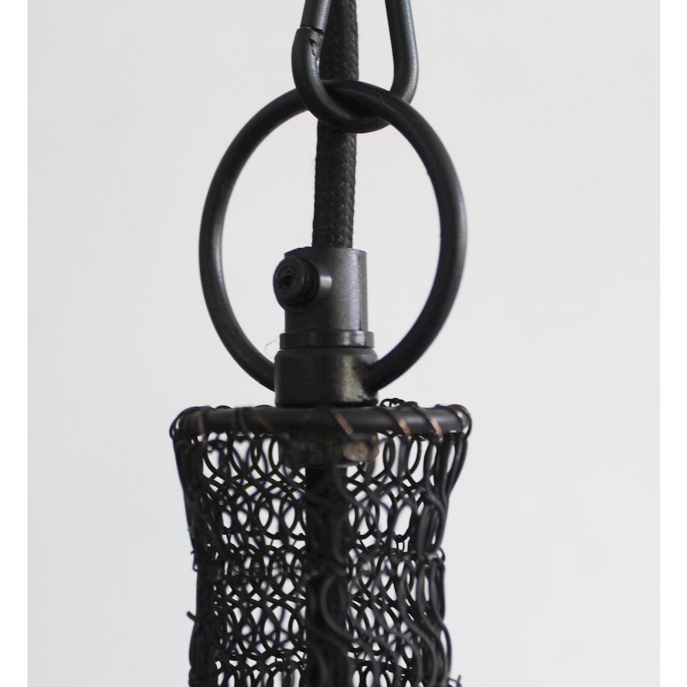 1-Light Satin Black Pendant With A Chain Basket Shade. Picture 4