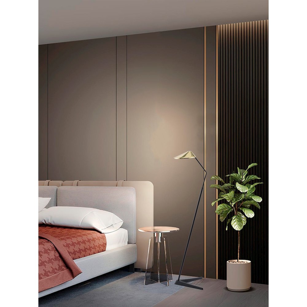1-Light Black Aluminum LED Floor Lamp With A Shade And Clear Crystal Cover. Picture 6