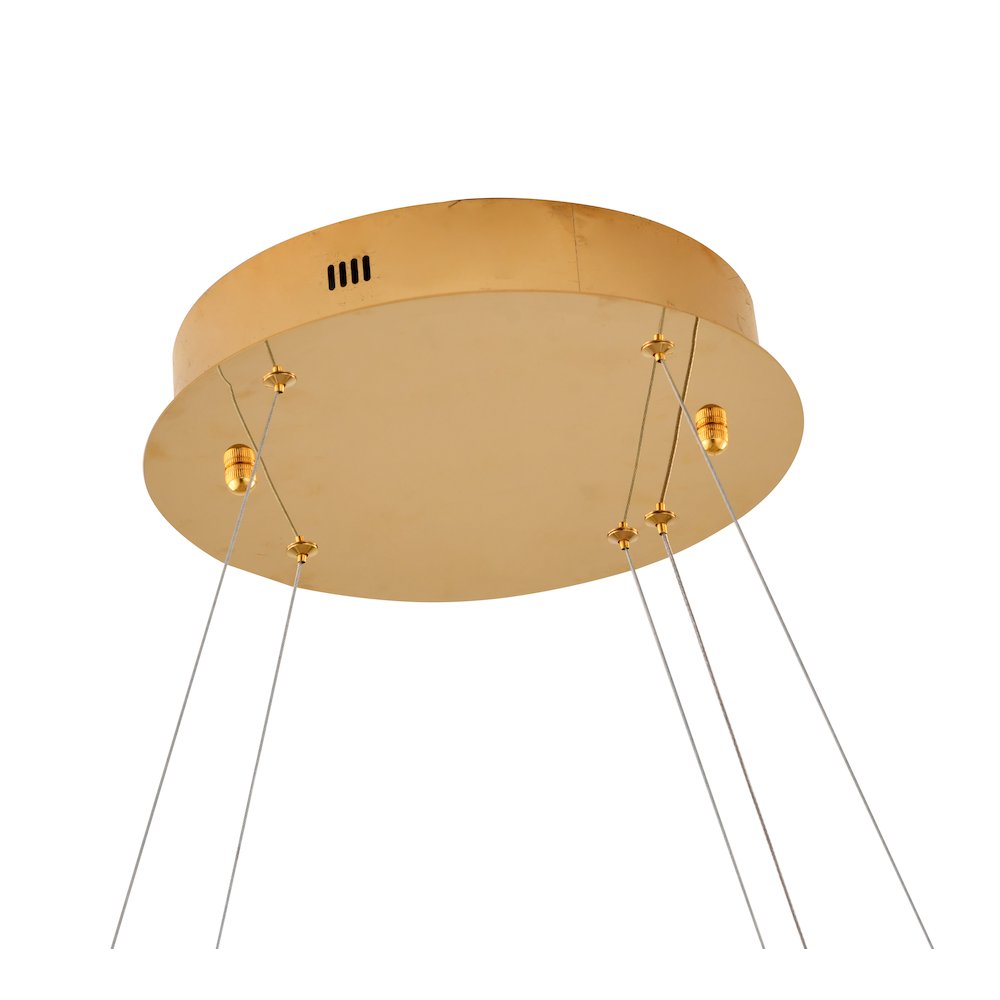 1-Light Gold Dimmable LED chandelier With Clear Crystal Accents. Picture 5