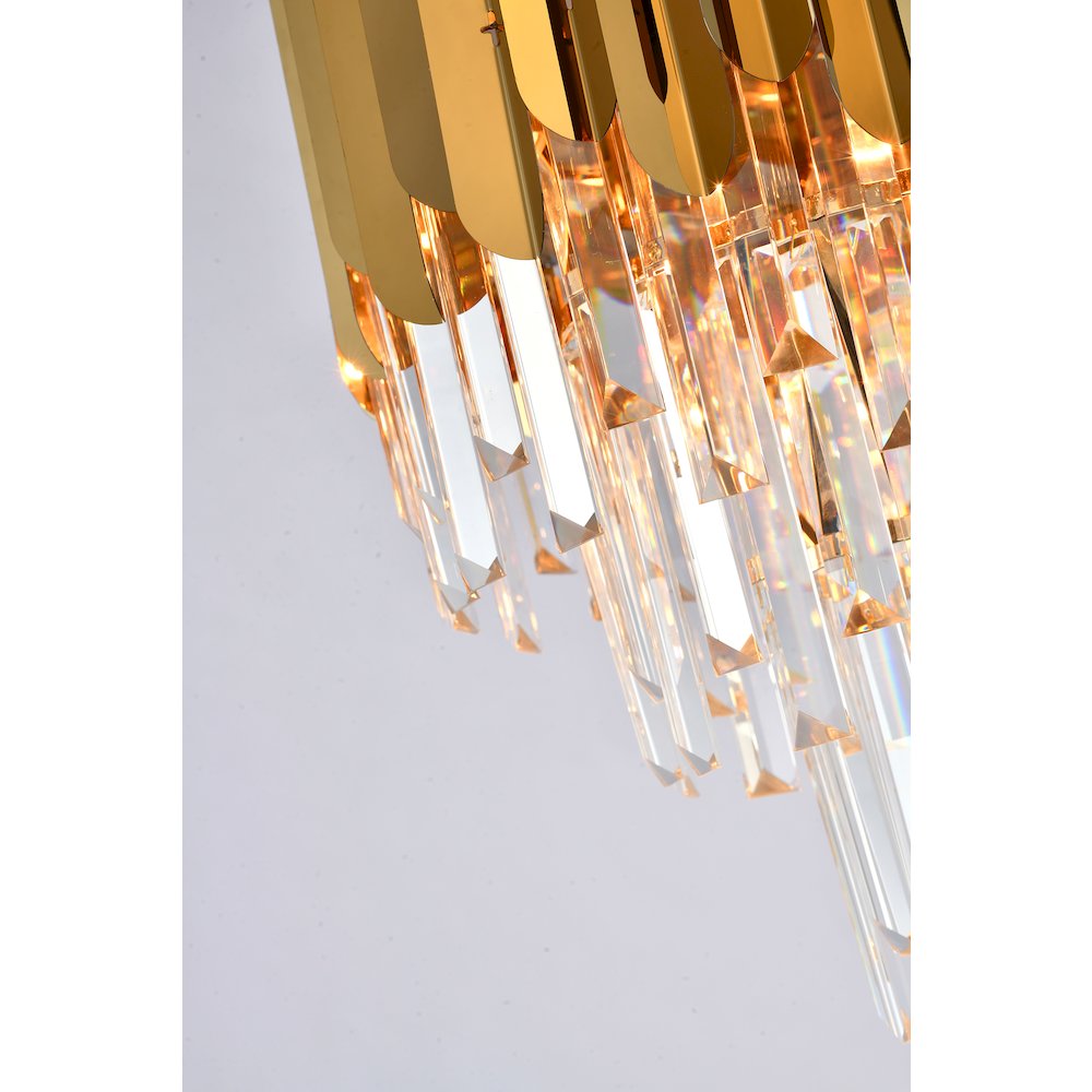 15-Light Gold Stainless Steel Chandelier With Clear Crystal Accents. Picture 5