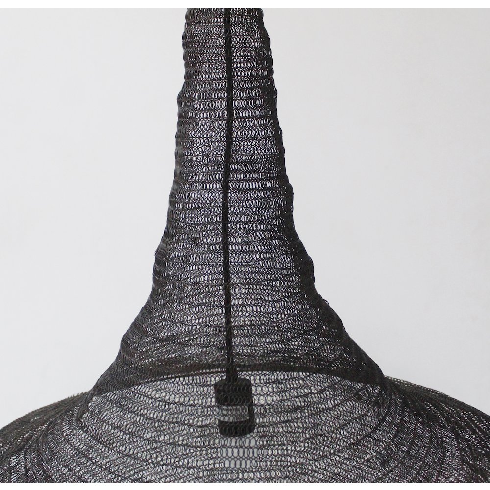 1-Light Satin Black Pendant With A Chain Basket Shade. Picture 5