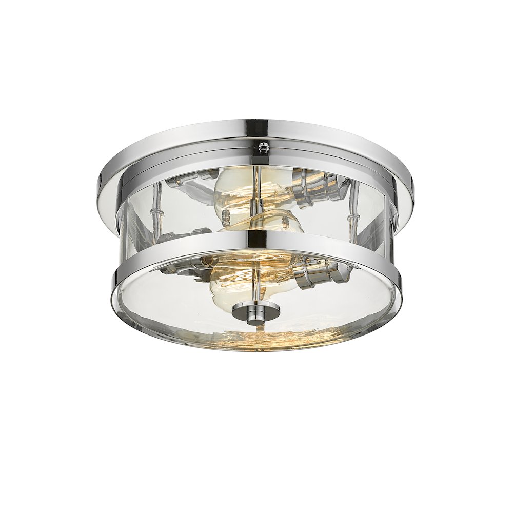 2-Light Chrome Flush Mount With A Clear Glass Shade. Picture 3