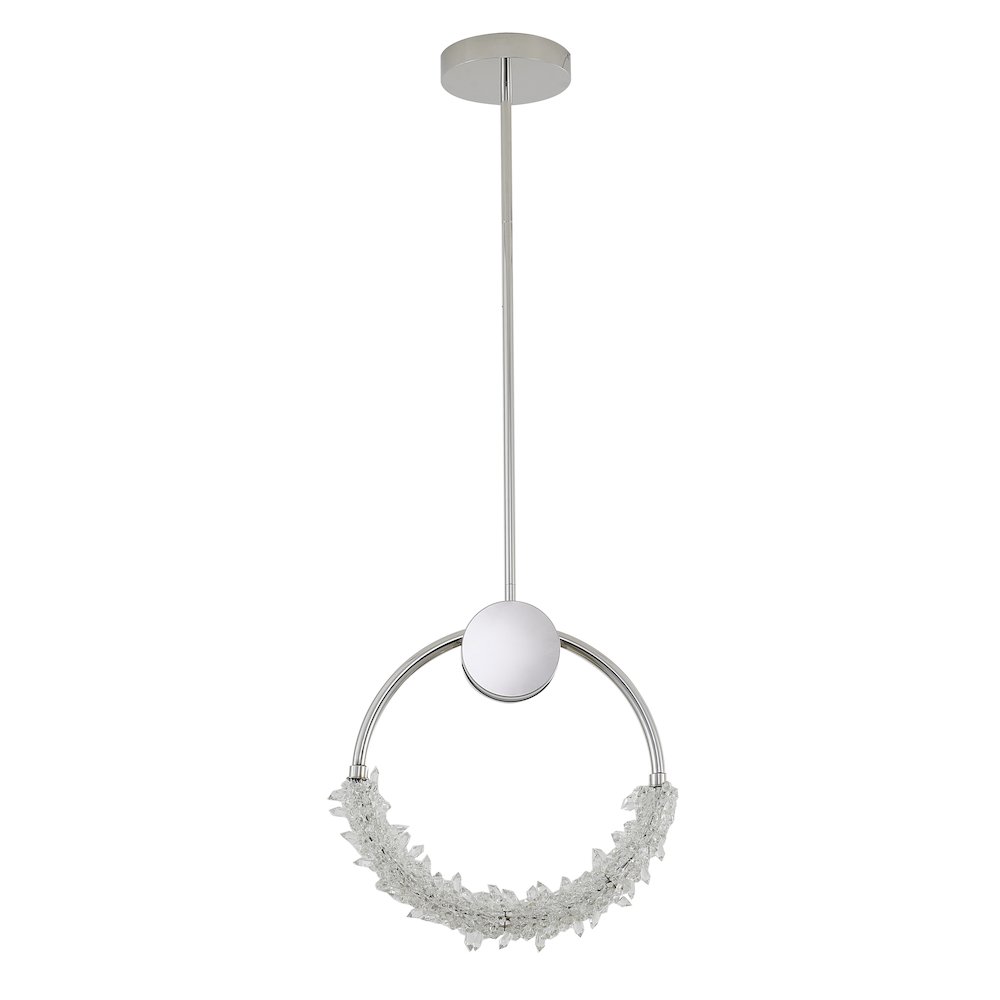 1-Light Chrome LED Pendant With Clear Crystal Beading. Picture 2