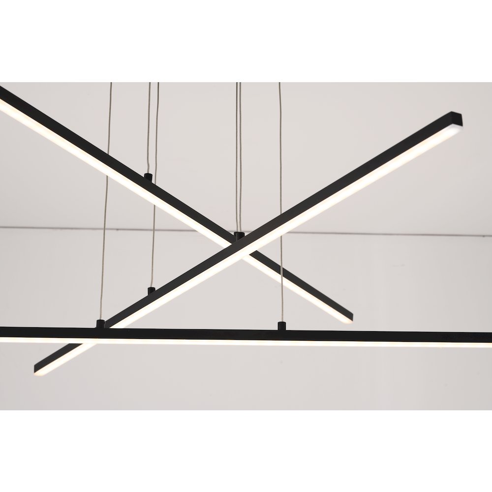 2-Light Matte Black Metal LED Chandelier With Selectable LED Color Temperature. Picture 2
