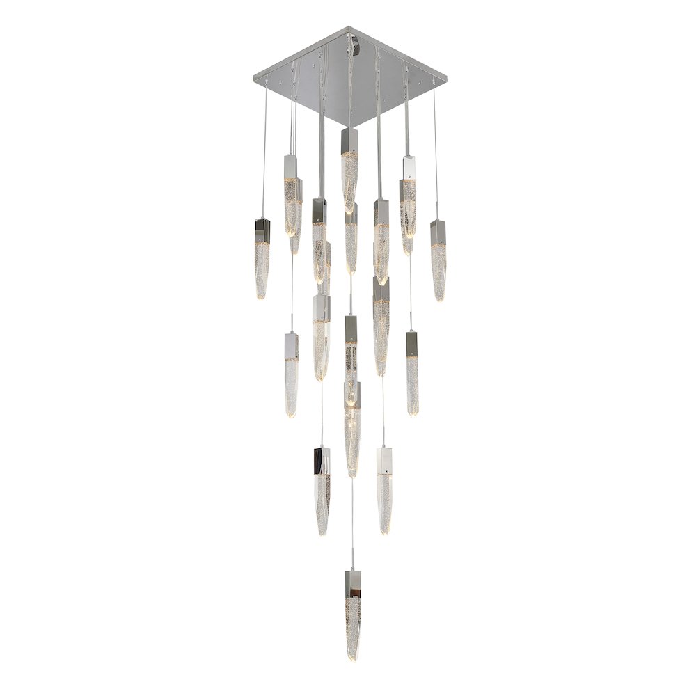 25-Light Chrome Chandelier With A Clear iceberg bubble Crystal. Picture 1