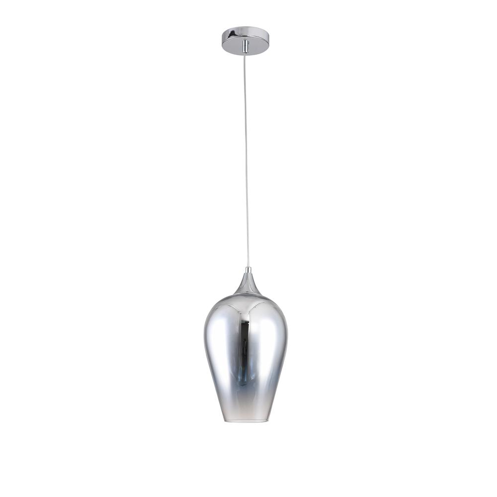 Single Pendant Lighting Chrome Metal & Glass. Picture 2