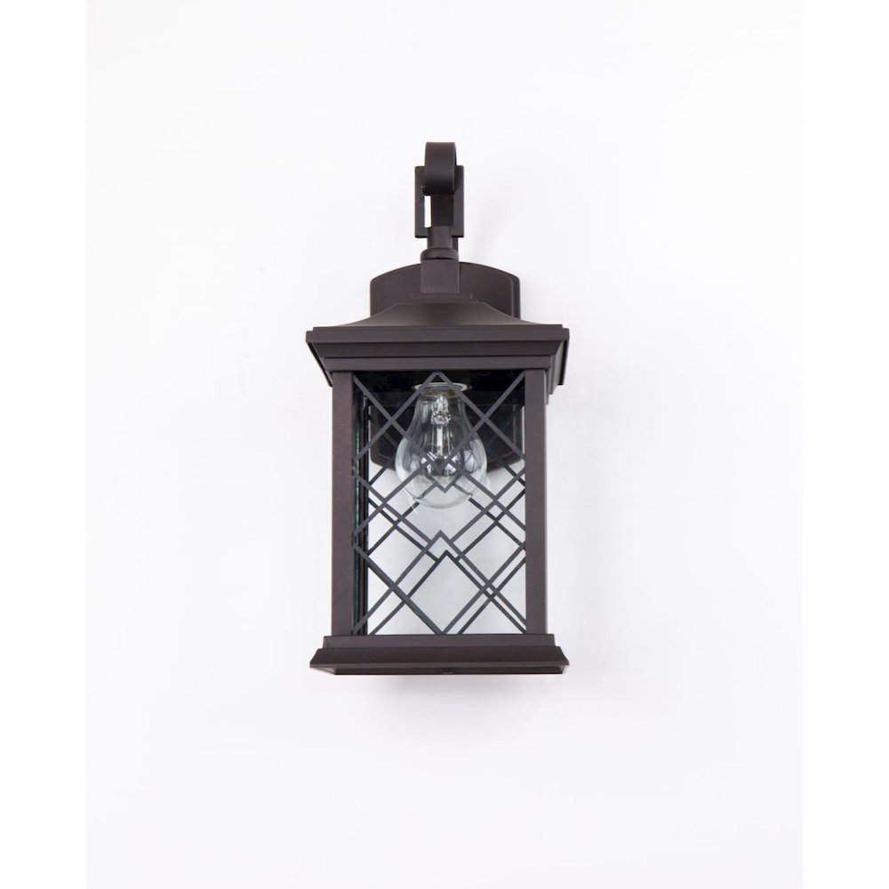 1-Light Bronze Metal Outdoor Wall Sconce With A Clear Glass Shade. Picture 2