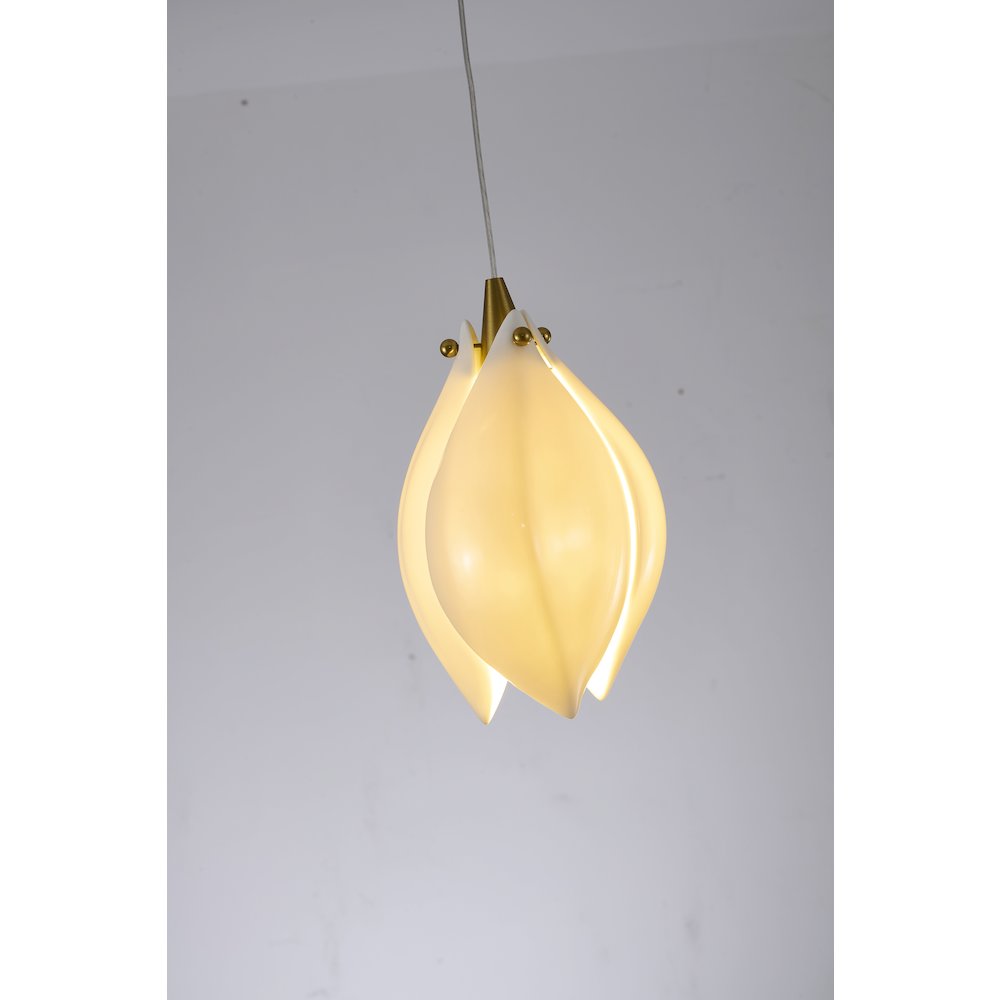 1-Light Bronze Single Pendant With A Cream Ceramic Flower. Picture 3