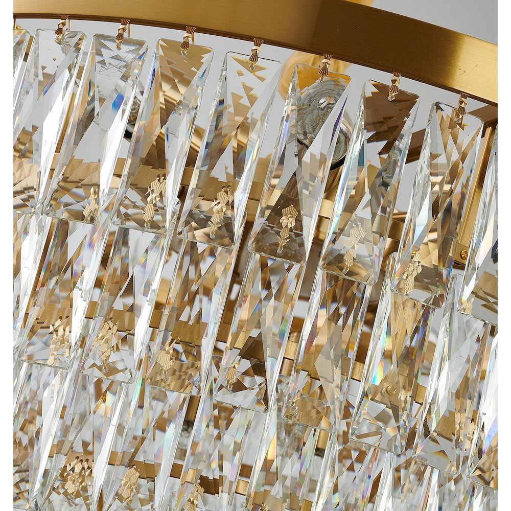 14-Light Gold Metal Chandelier With Clear Crystals. Picture 5
