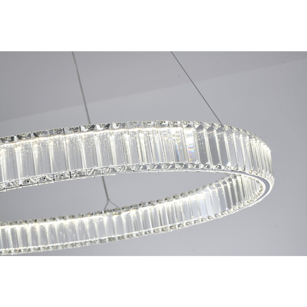 1-Light Chrome Steel LED Chandelier With Crystals. Picture 2