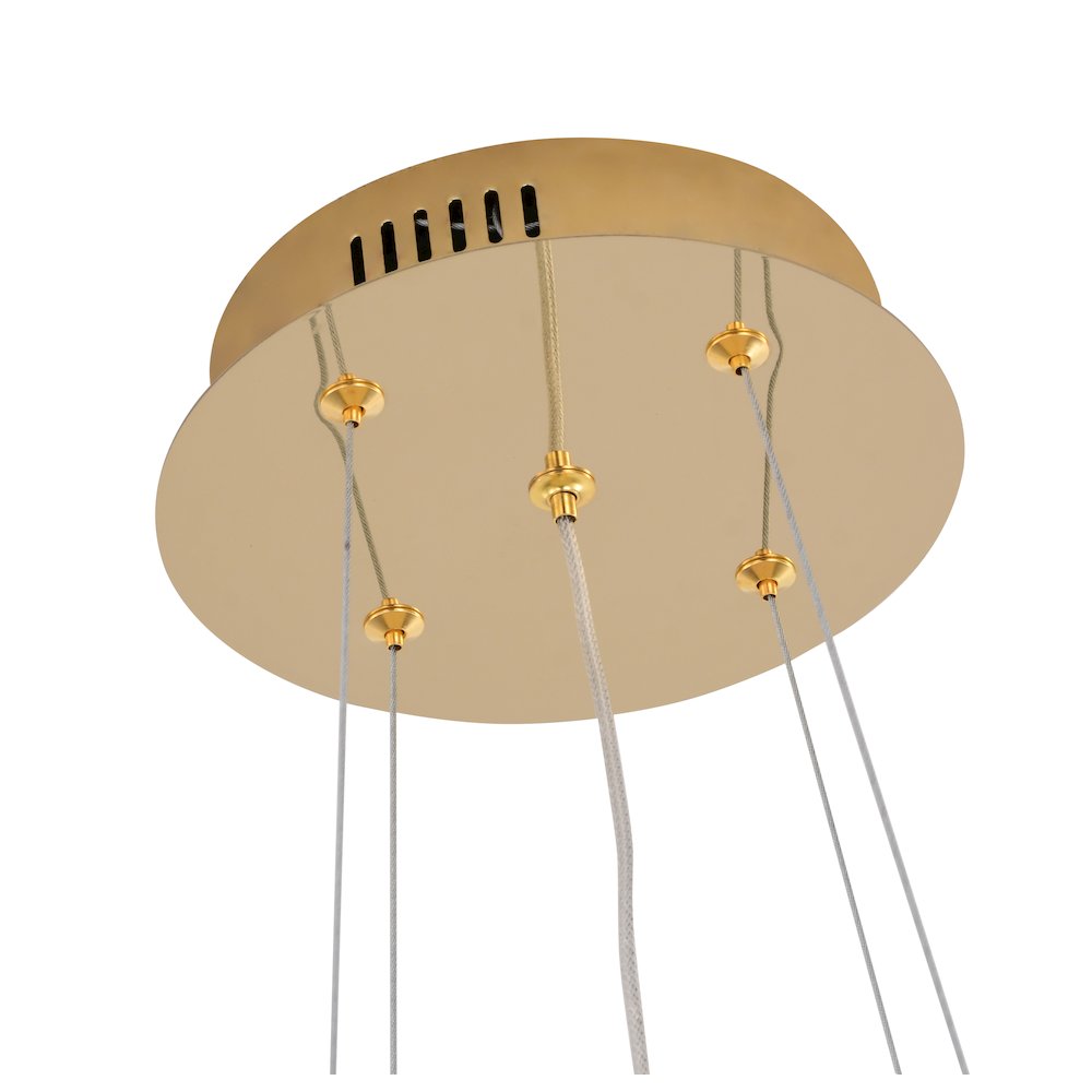 1-Light Brass LED Chandelier With A Clear Acrylic Beaded Diffuser. Picture 5