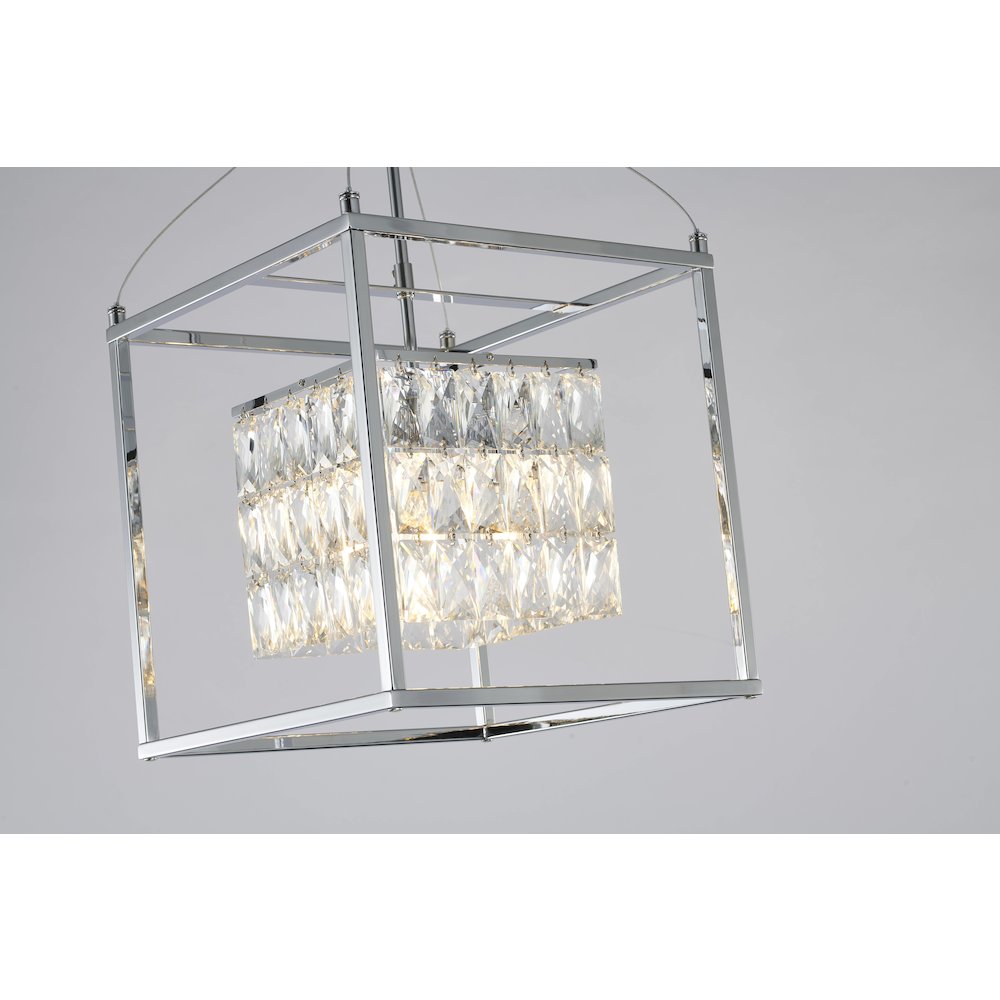 4-Light Chrome Cage Chandelier With Clear Crystals. Picture 3