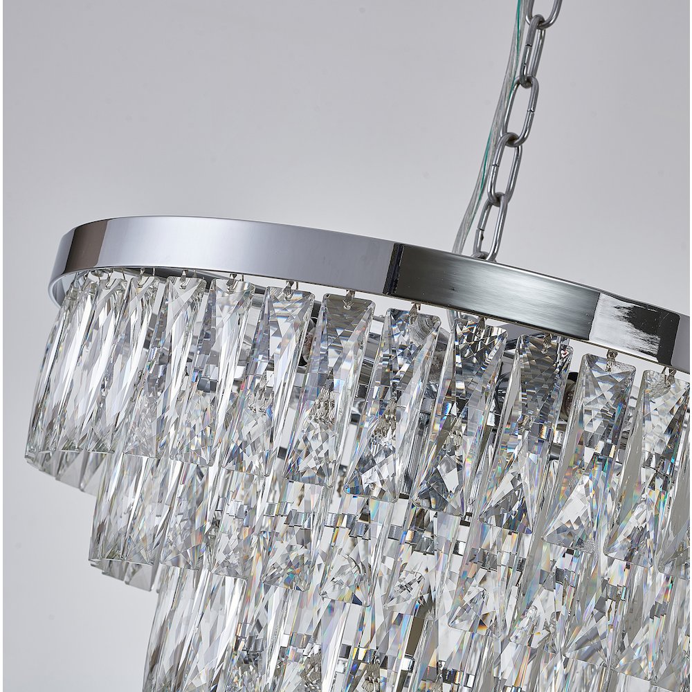 14-Light Chrome Metal Chandelier With Clear Crystals. Picture 4