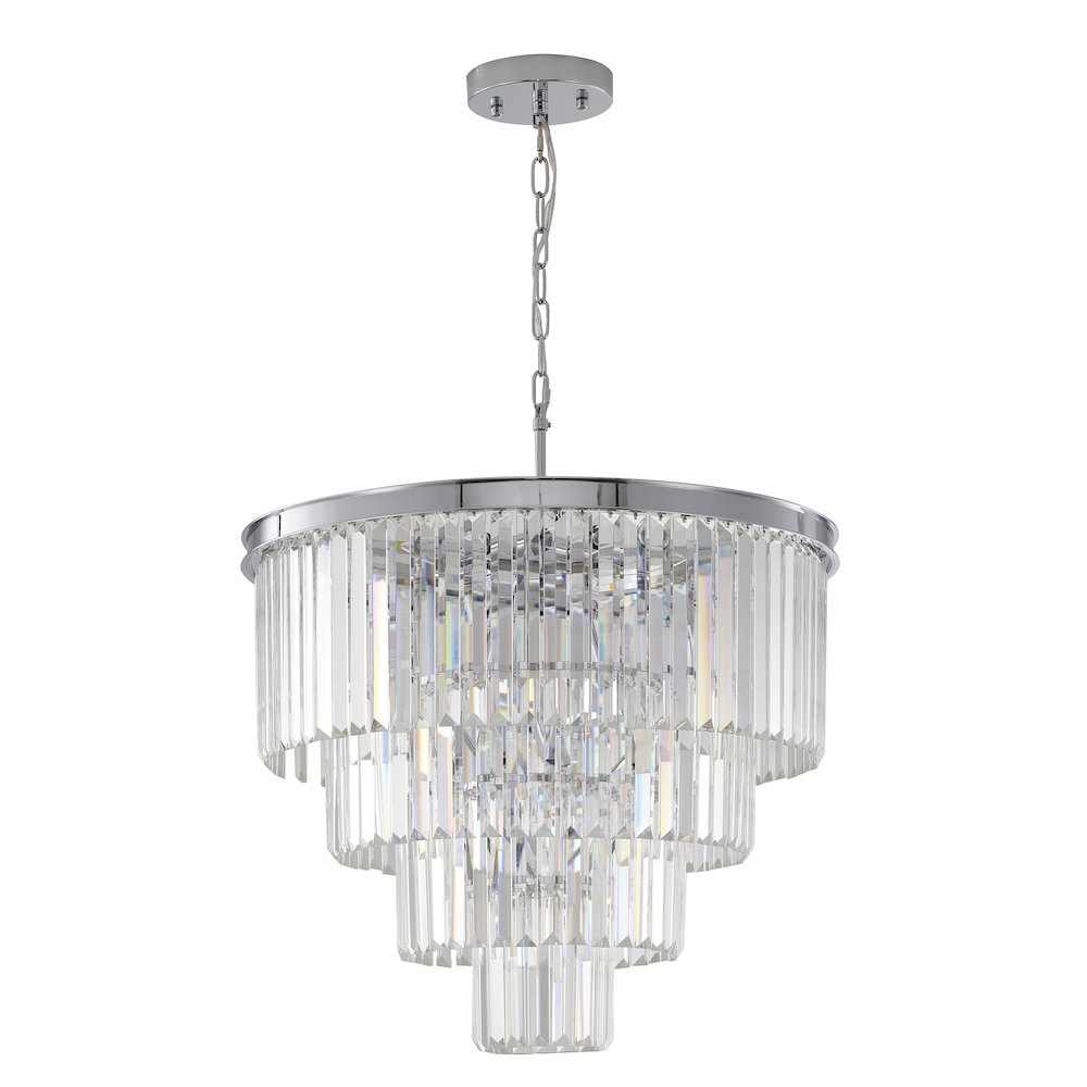 12-Light Chrome Chandelier With Clear Hanging Crystal. Picture 2