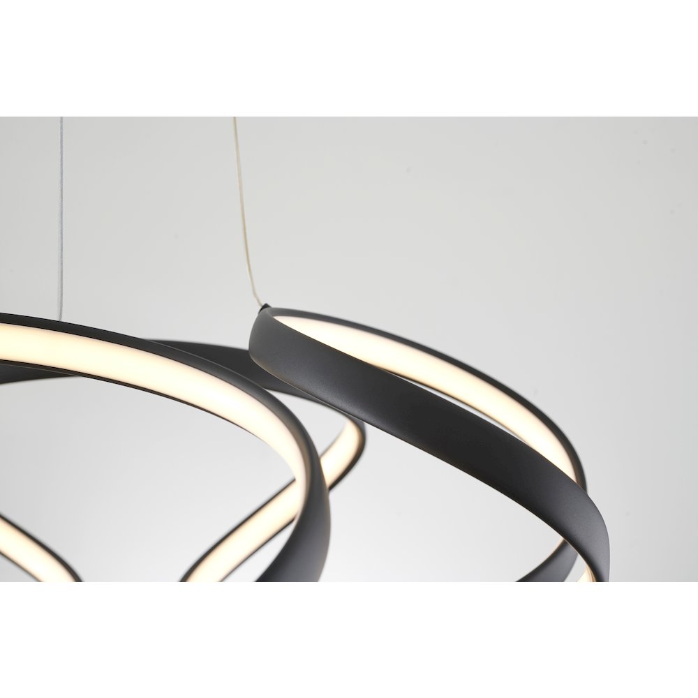 5-Light Matte Black LED Chandelier With White Acrylic Diffusers. Picture 7