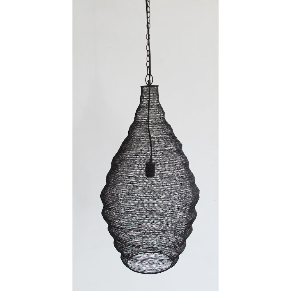 1-Light Satin Black Pendant With A Chain Basket Shade. Picture 3