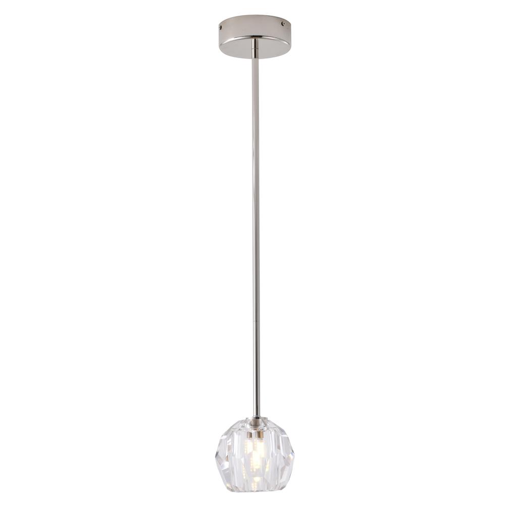Single Pendant Lighting Polished Nickel Metal & Crystal. Picture 1