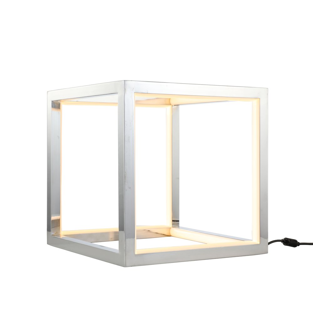 12-Light Nickel LED Box Table Lamp With White Silicone Diffuser. Picture 1