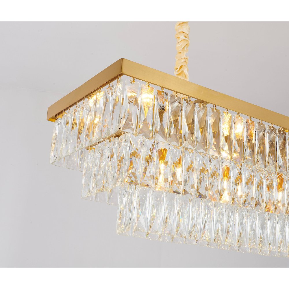 12-Light Gold Metal Chandelier With Clear Crystal. Picture 4