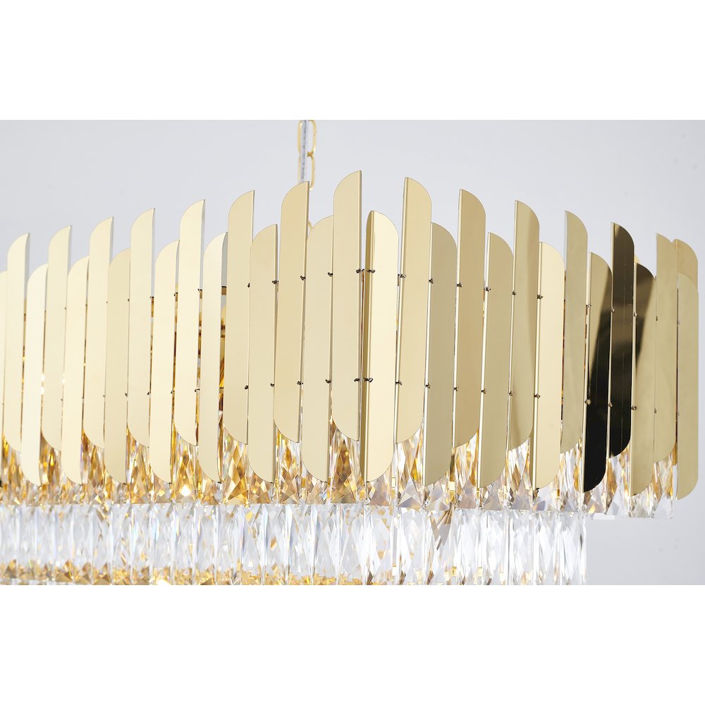 14-Light Gold Stainless Steel Chandelier With Clear Crystal Accents. Picture 3