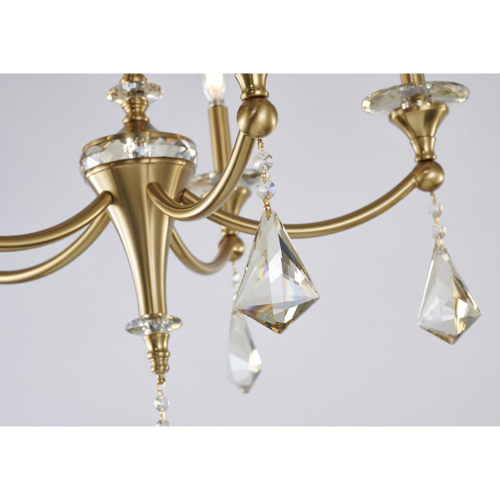 5-Light Satin Brass Chandelier With Clear And Champagne Crystals. Picture 5