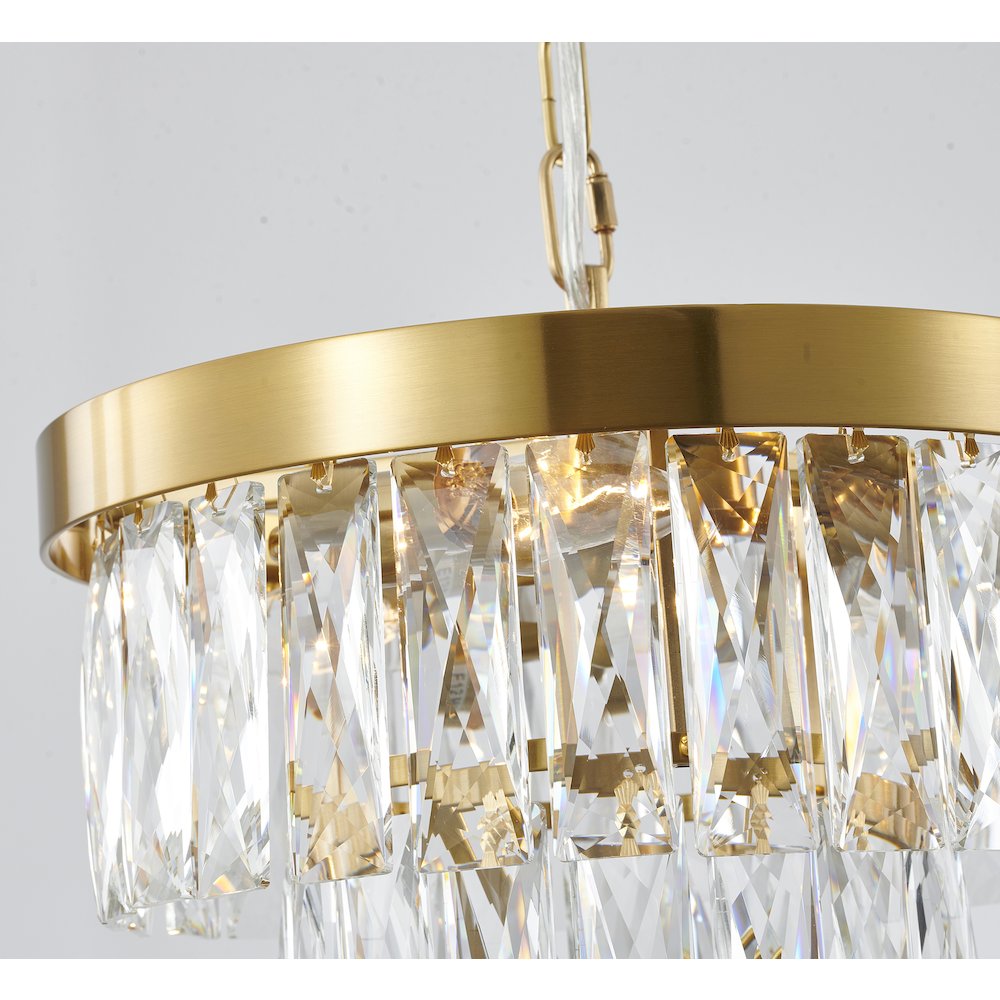 3-Light Gold Metal Chandelier With Clear Crystals. Picture 4
