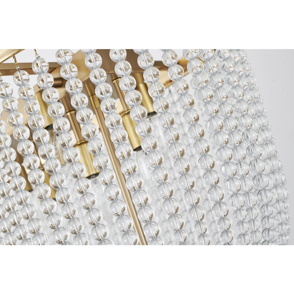 6-Light Gold Oval Chandelier With Clear Beaded hanging Crystals. Picture 3