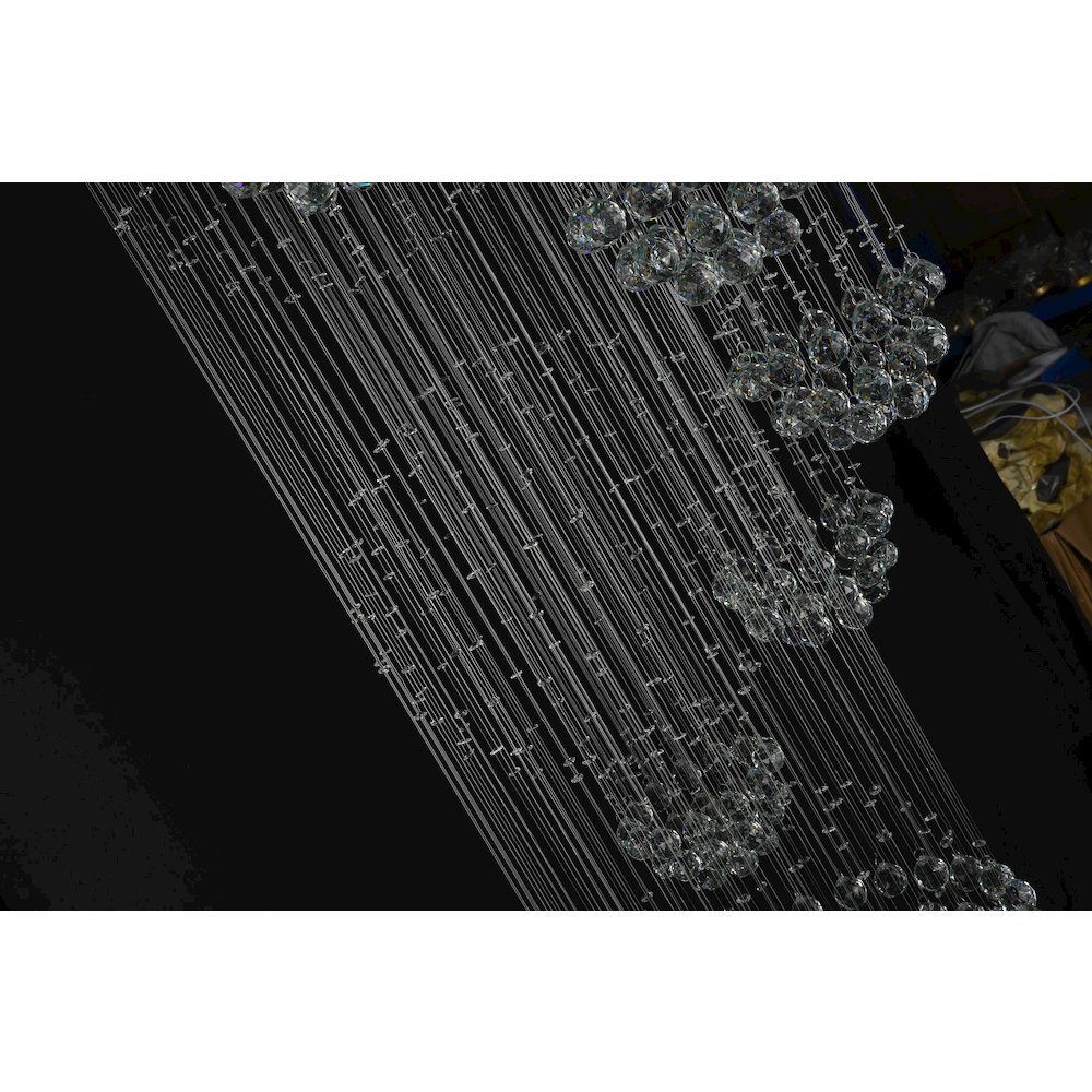 16-Light Chrome Chandelier With Clear Hanging Crystals And Beads. Picture 4