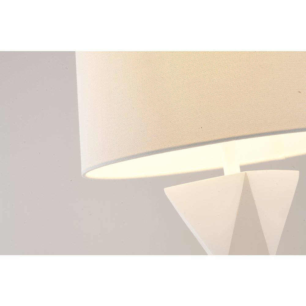1-Light White Polyresin Base Table Lamp With A White Drum Linen Shade. Picture 5