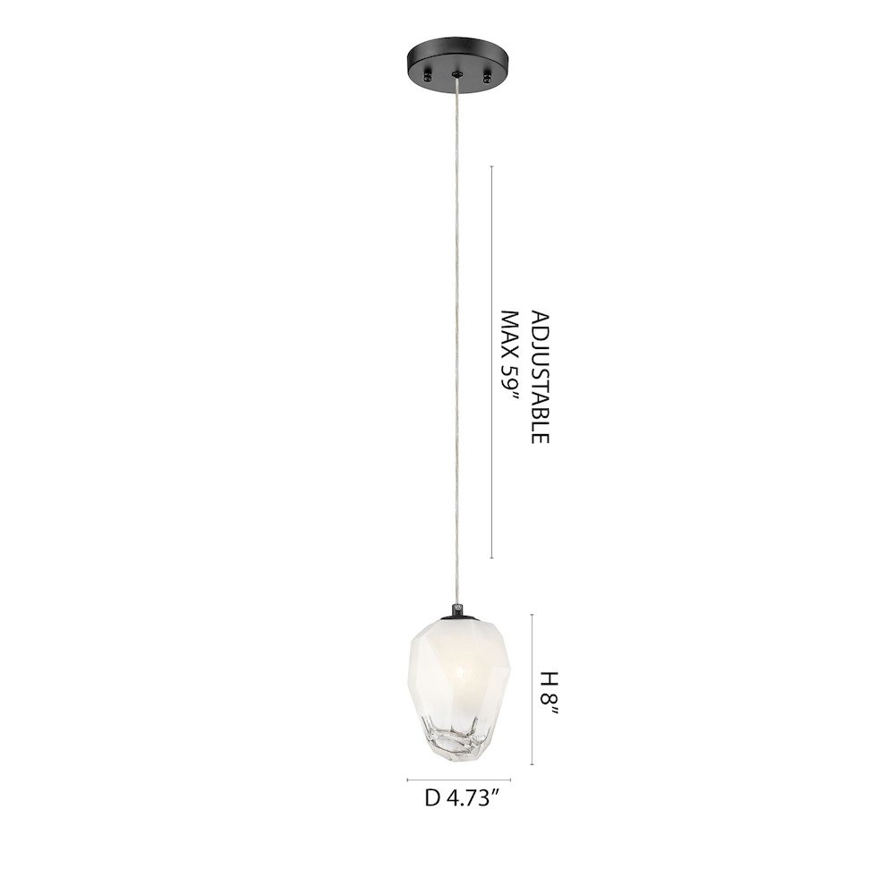 1-Light Black Pendant With A White Glass Shade. Picture 3