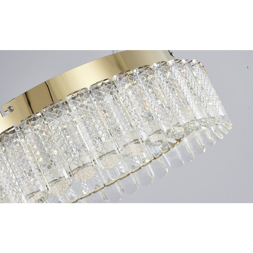 1-Light Gold Stainless Steel LED Flush Mount With Clear Crystals. Picture 4