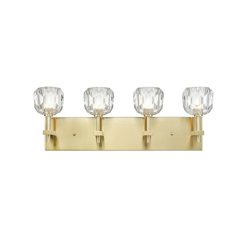 4-Light Gold Wall Sconce With Clear Crystal Shades. Picture 1
