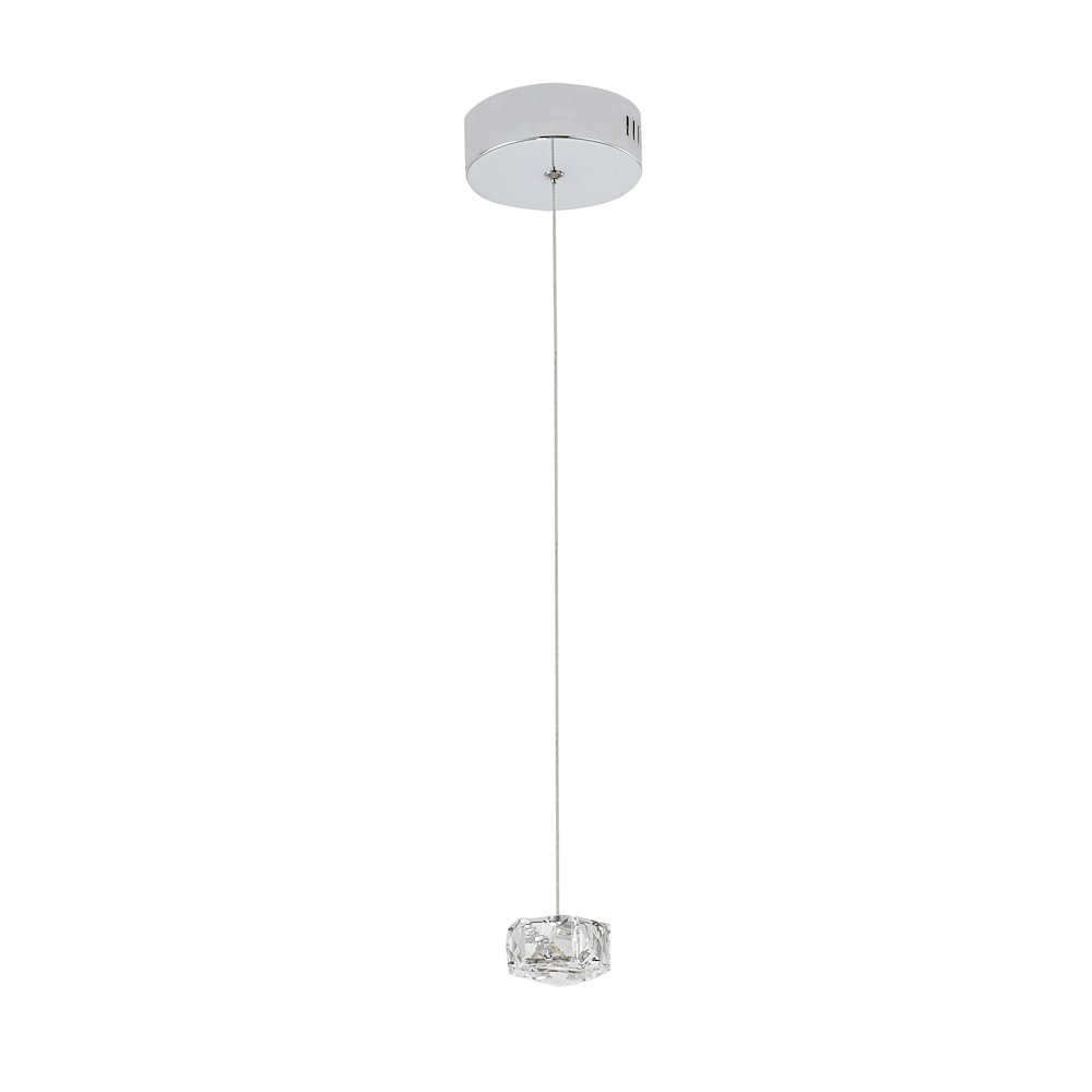 1-Light Chrome LED Pendant With Clear Crystals. Picture 3
