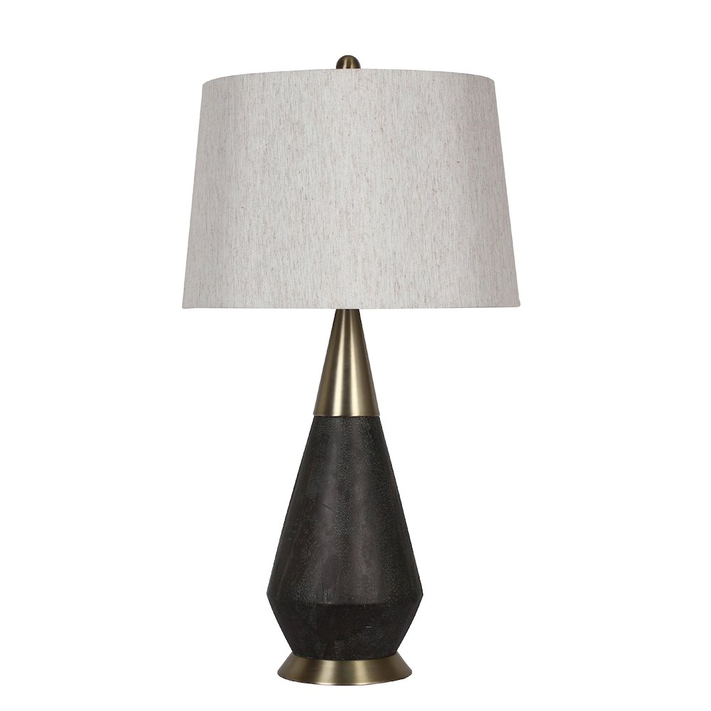 1-Light Dark Walnut Polyresin Table Lamp With  A Shade. Picture 1