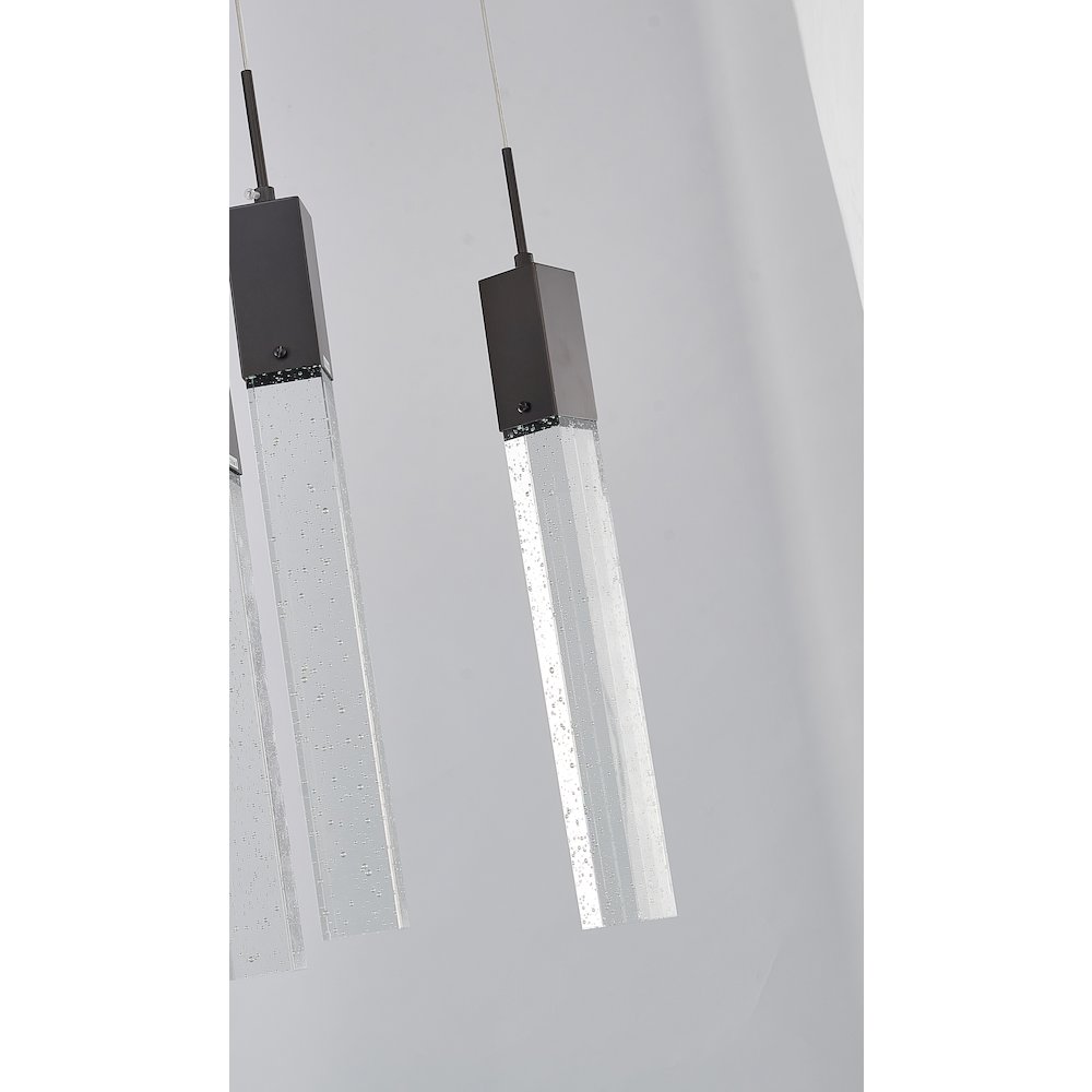 7-Light Matte Black Island Lighting With A Clear Bubble Crystal. Picture 5