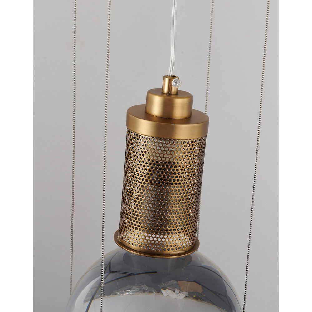 1-Light Antique Brass Metal Single Pendant With A Clear Crystal Ball. Picture 4