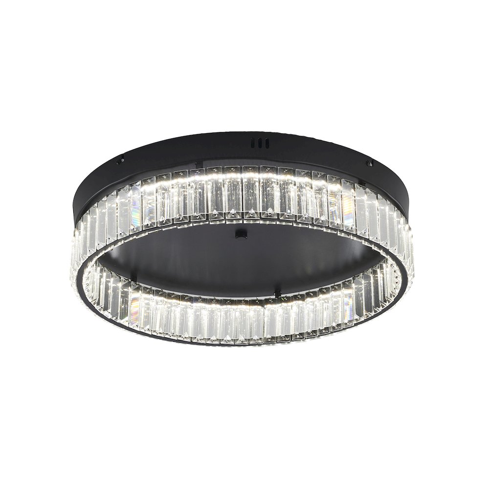 1-Light Satin Black Dimmable LED Flush Mount With Clear Crystals. Picture 3