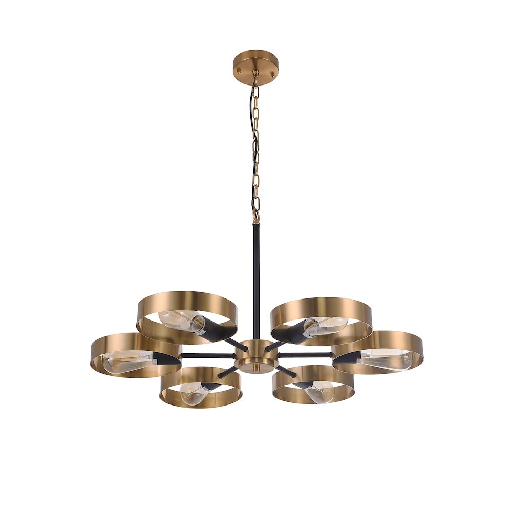 6-Light Black And Golden Bronze Accents Chandelier. Picture 2